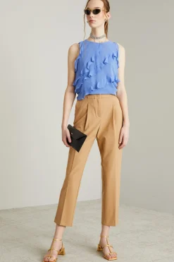 Pantaloni carrot con cinturini - Beige