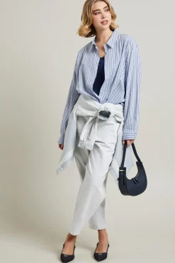 Pantaloni carrot in drill - Azzurro Chiaro Denim