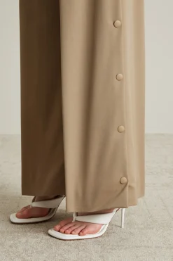 Pantaloni con aperture laterali - Tortora