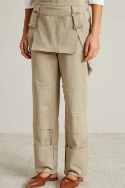 Pantaloni con bretelle - Tortora Chiaro