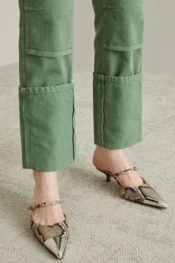 Pantaloni con maxi risvolto - Verde Salvia