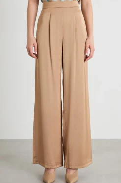 Pantaloni con pinces in raso - Bronzo