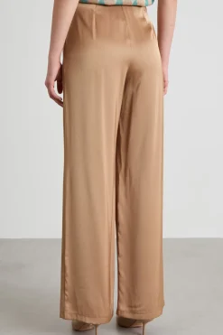 Pantaloni con pinces in raso - Bronzo