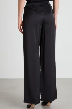 Pantaloni con pinces in raso - Nero