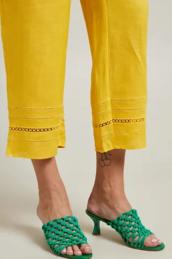 Pantaloni con ricami - Giallo