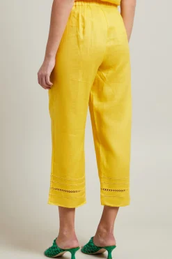 Pantaloni con ricami - Giallo