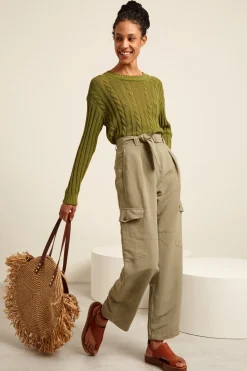 Pantaloni con tasche applicate - Kaki