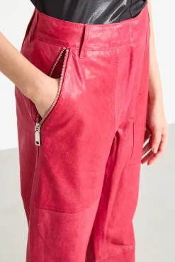 Pantaloni con tasche e impunture - Rosso