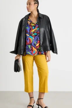 Pantaloni crop aderenti - Giallo