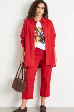 Pantaloni crop aderenti - Rosso