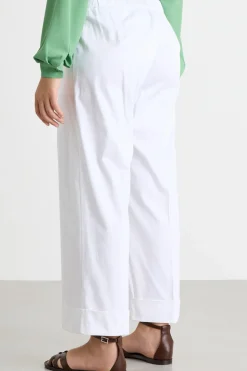 Pantaloni crop in raso stretch - Bianco