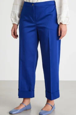 Pantaloni crop in raso stretch - Blu
