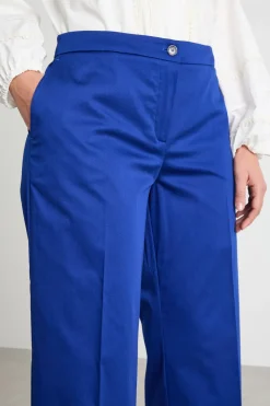 Pantaloni crop in raso stretch - Blu