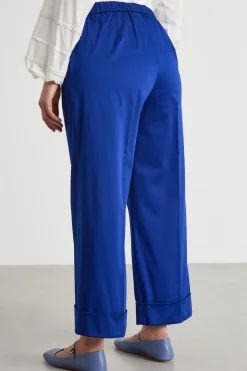 Pantaloni crop in raso stretch - Blu