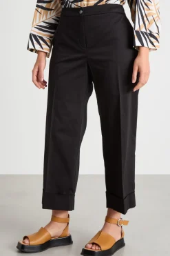 Pantaloni crop in raso stretch - Nero