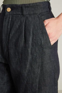 Pantaloni cropped effetto denim - Nero