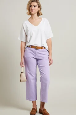 Pantaloni cropped in drill - Lilla