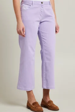 Pantaloni cropped in drill - Lilla