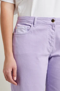 Pantaloni cropped in drill - Lilla