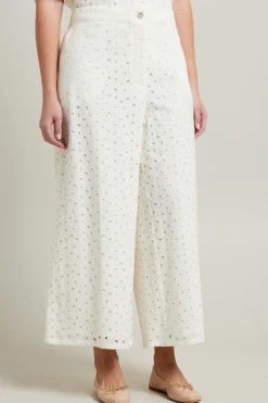Pantaloni cropped in sangallo - Bianco
