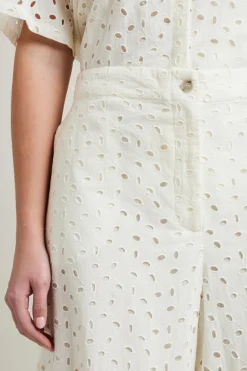 Pantaloni cropped in sangallo - Bianco