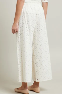 Pantaloni cropped in sangallo - Bianco