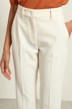 Pantaloni cropped in tela - Bianco Panna
