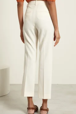 Pantaloni cropped in tela - Bianco Panna