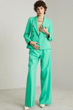 Pantaloni dritti con piega - Verde