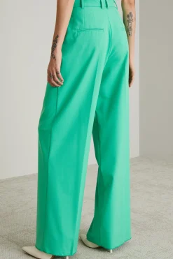 Pantaloni dritti con piega - Verde