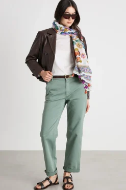 Pantaloni dritti effetto felpa - Verde