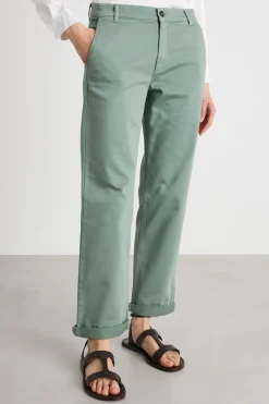 Pantaloni dritti effetto felpa - Verde