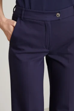 Pantaloni dritti in cotone stretch - Blu