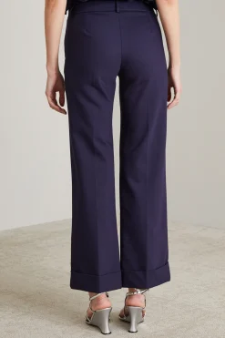 Pantaloni dritti in cotone stretch - Blu