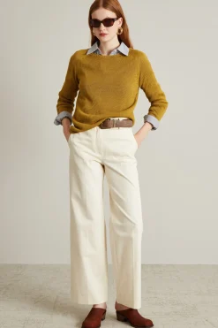 Pantaloni dritti in gabardina - Burro