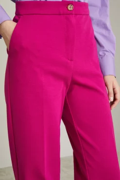 Pantaloni dritti in jersey - Fucsia