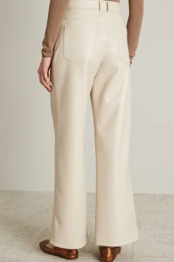 Pantaloni dritti in jersey spalmato - Avorio