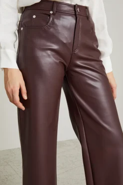 Pantaloni dritti in jersey spalmato - Bordeaux