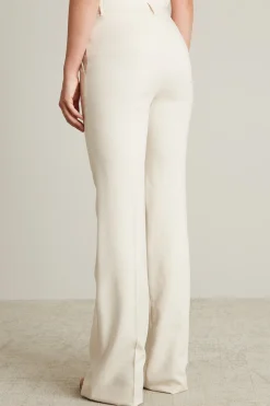 Pantaloni dritti in tela stretch - Beige Chiaro