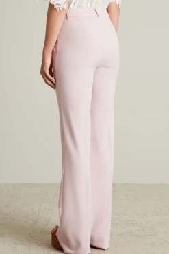 Pantaloni dritti in tela stretch - Rosa