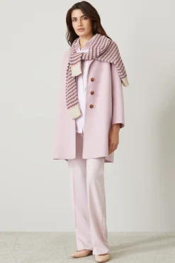 Pantaloni dritti in tela stretch - Rosa