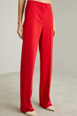 Pantaloni dritti stretch - Rosso