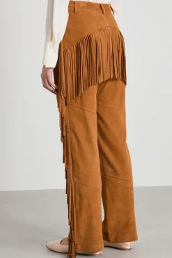 Pantaloni flare con frange - Cuoio