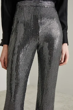 Pantaloni flare con paillettes - Argento