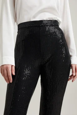 Pantaloni flare con paillettes - Nero
