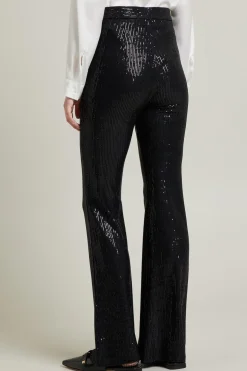 Pantaloni flare con paillettes - Nero