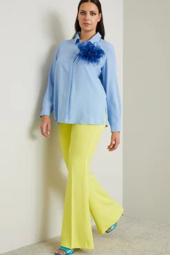 Pantaloni flare in cady - Giallo