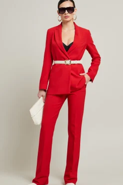 Pantaloni flare in cady - Rosso