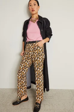 Pantaloni flare in drill - Arancione Nero Bianco