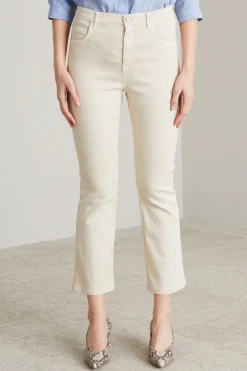 Pantaloni flare in drill - Ecru